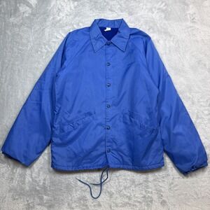 Vintage Coach Jacket Mens S Blue Weather Wind Breaker Wind 70s 80s Lined USA